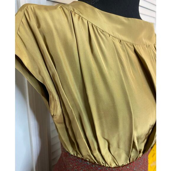 VTG Handmade dress 50s 60s jewel neck silky bodice Brick red wool pencil wiggle - Picture 4 of 9